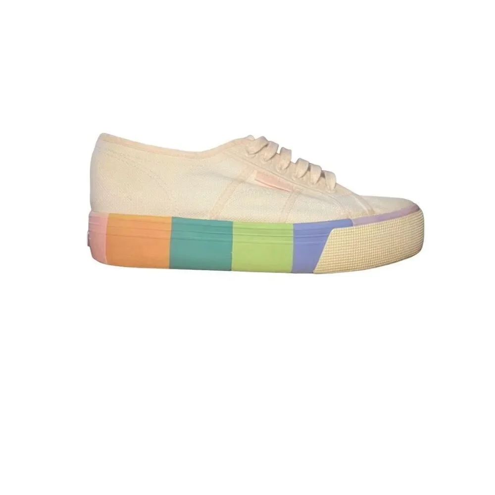 Superga Women's Rainbow Stripe Multicolor Platform Sneakers Size 10W - Picture 2 of 16
